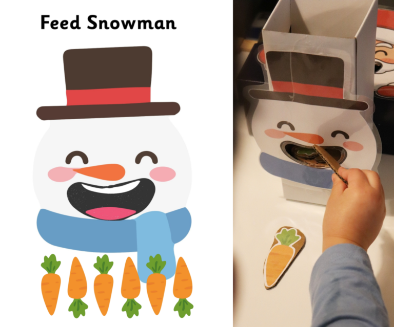feed the snowman activity for toddlers and kindergarten