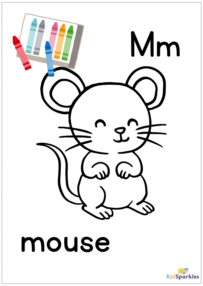 mouse colouring page kindergarten